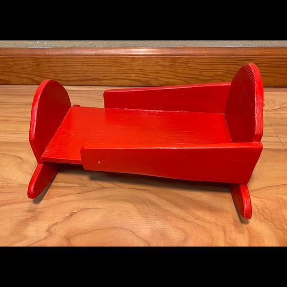 Vintage Handmade Wooden Rocking Doll Cradle - Picture 3 of 12